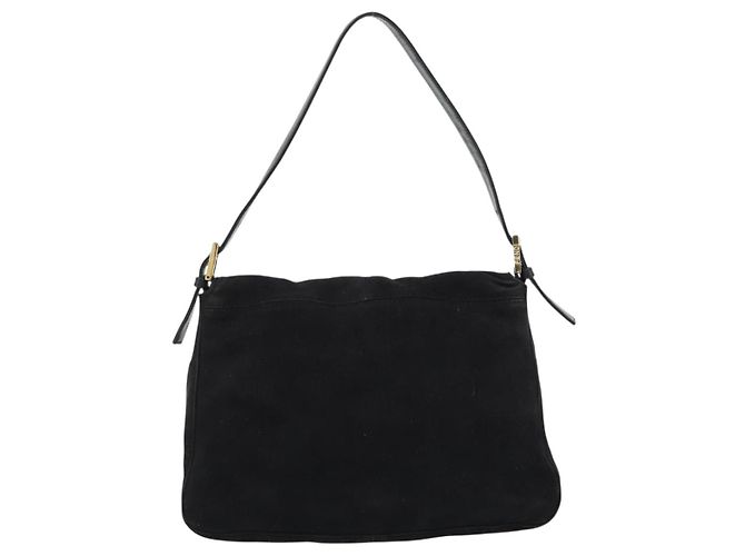 FENDI Mamma Baguette Schultertasche aus Wildleder Schwarz Gold Authentisch 187561SAM - Ansicht 2