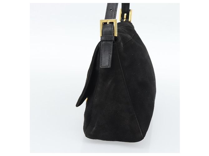 FENDI Mamma Baguette Schultertasche aus Wildleder Schwarz Gold Authentisch 187561SAM - Ansicht 4