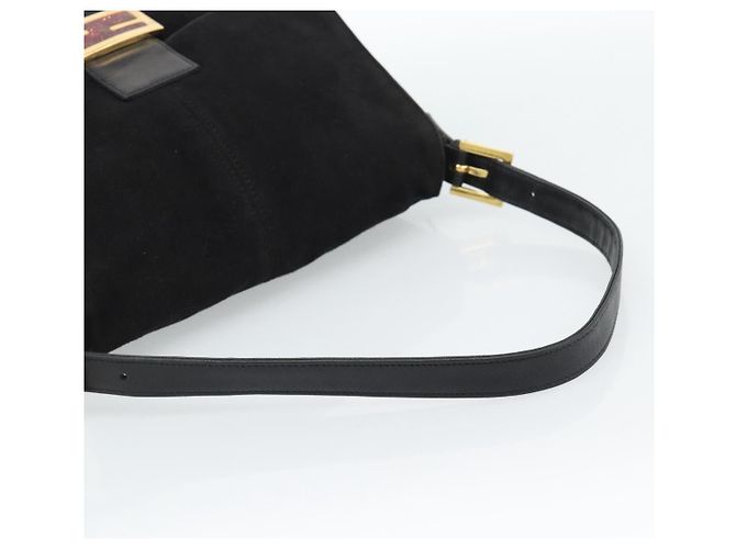 FENDI Mamma Baguette Schultertasche aus Wildleder Schwarz Gold Authentisch 187561SAM - Ansicht 7
