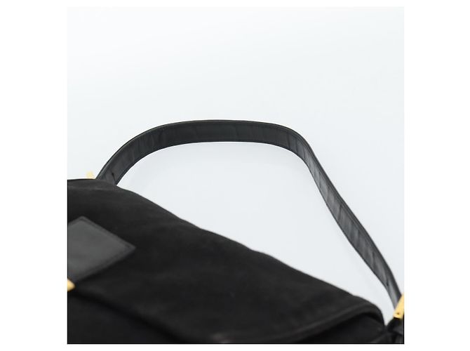 FENDI Mamma Baguette Schultertasche aus Wildleder Schwarz Gold Authentisch 187561SAM - Ansicht 8