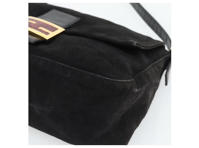 FENDI Mamma Baguette Schultertasche aus Wildleder Schwarz Gold Authentisch 187561SAM - Ansicht 9