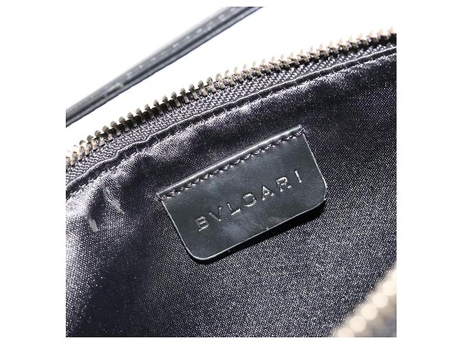Bulgari Borsa a Spalla BVLGARI Tela Nero Argento Auth 187359 - vista 17