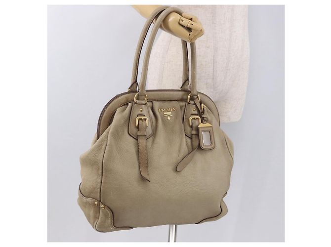 Borsa PRADA in pelle beige oro Auth 187499 D'oro - vista 26