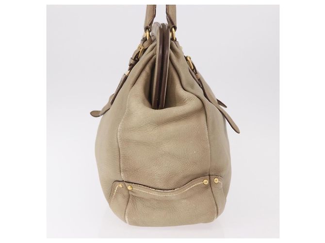 Borsa PRADA in pelle beige oro Auth 187499 D'oro - vista 3