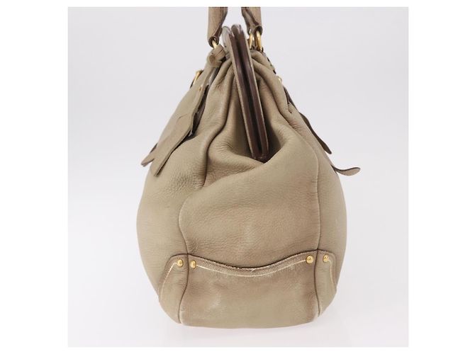 Borsa PRADA in pelle beige oro Auth 187499 D'oro - vista 4