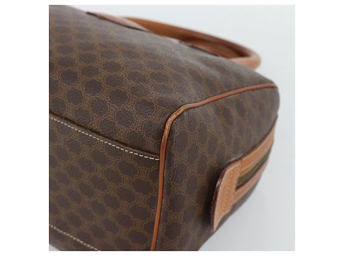 Céline Borsa CELINE Macadam Canvas PVC Pelle Marrone Oro Auth 187766A D'oro - vista 10