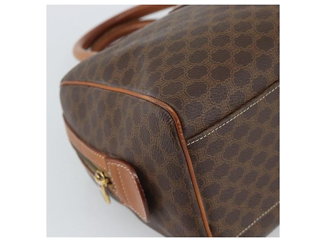 Céline Borsa CELINE Macadam Canvas PVC Pelle Marrone Oro Auth 187766A D'oro - vista 11
