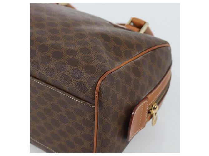 Céline Borsa CELINE Macadam Canvas PVC Pelle Marrone Oro Auth 187766A D'oro - vista 12