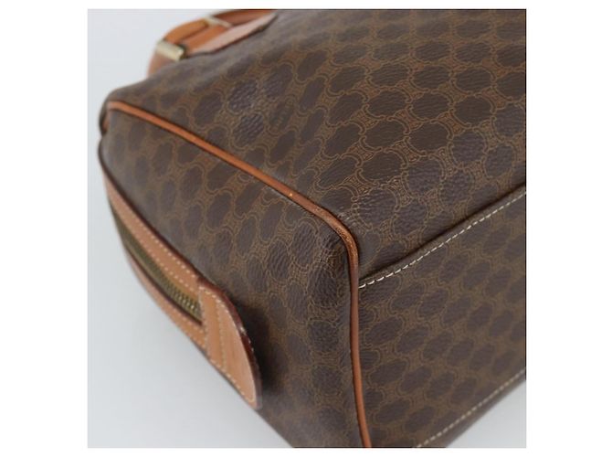 Céline Borsa CELINE Macadam Canvas PVC Pelle Marrone Oro Auth 187766A D'oro - vista 13