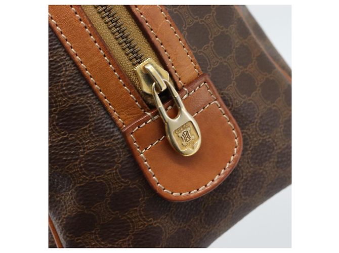 Céline Borsa CELINE Macadam Canvas PVC Pelle Marrone Oro Auth 187766A D'oro - vista 14