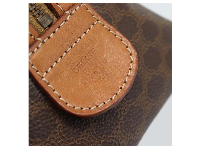 Céline Borsa CELINE Macadam Canvas PVC Pelle Marrone Oro Auth 187766A D'oro - vista 15