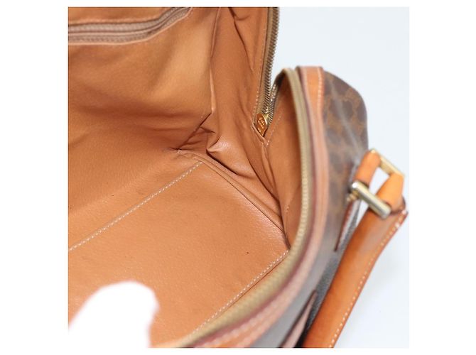 Céline Borsa CELINE Macadam Canvas PVC Pelle Marrone Oro Auth 187766A D'oro - vista 17