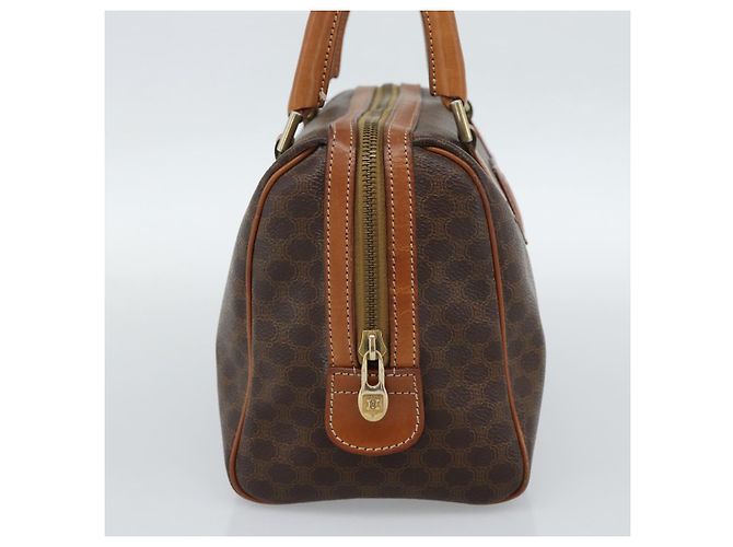 Céline Borsa CELINE Macadam Canvas PVC Pelle Marrone Oro Auth 187766A D'oro - vista 4