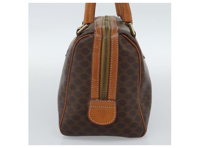 Céline Borsa CELINE Macadam Canvas PVC Pelle Marrone Oro Auth 187766A D'oro - vista 5
