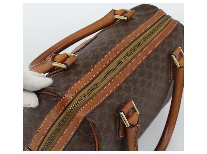 Céline Borsa CELINE Macadam Canvas PVC Pelle Marrone Oro Auth 187766A D'oro - vista 6