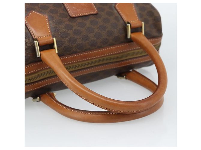 Céline Borsa CELINE Macadam Canvas PVC Pelle Marrone Oro Auth 187766A D'oro - vista 7