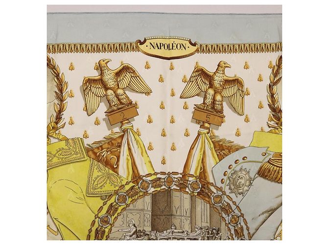 Hermès HERMES Carré 90 Sciarpa "napoleon" Seta Grigia Autentica hk3877 Marrone - vista 3