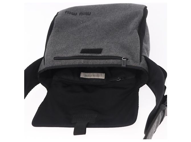 Borsa a tracolla Miu Miu in cotone grigio Auth ar13943A Marrone - vista 10