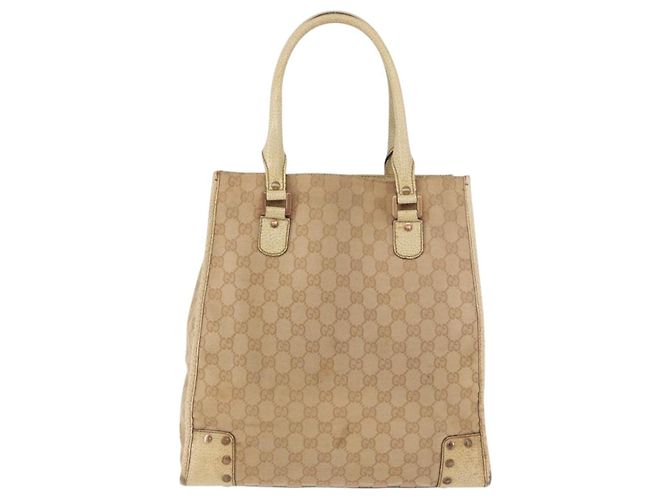Borsa Tote GUCCI GG Canvas Beige 124261 Auth 185806 - vista 3