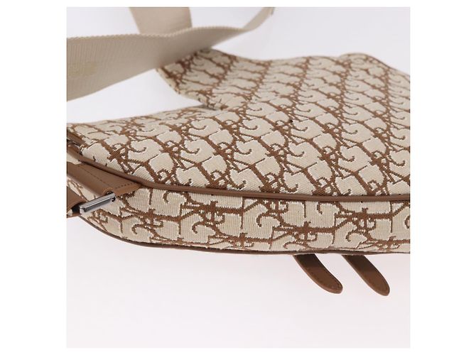 Borsa a Spalla Christian Dior Trotter Canvas Saddle Beige Silver Auth 187508SAM Argento - vista 13