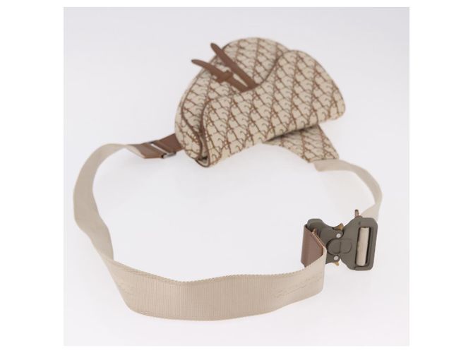 Borsa a Spalla Christian Dior Trotter Canvas Saddle Beige Silver Auth 187508SAM Argento - vista 7