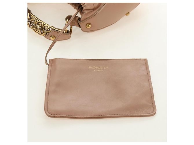 SAINT LAURENT Borsa a Spalla Mombasa in Pelle Rosa e Oro Auth 185320SM D'oro - vista 17