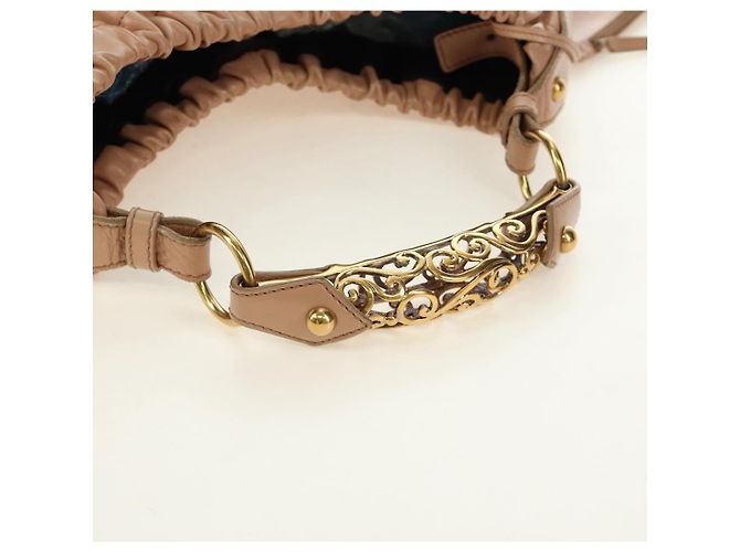 SAINT LAURENT Borsa a Spalla Mombasa in Pelle Rosa e Oro Auth 185320SM D'oro - vista 8
