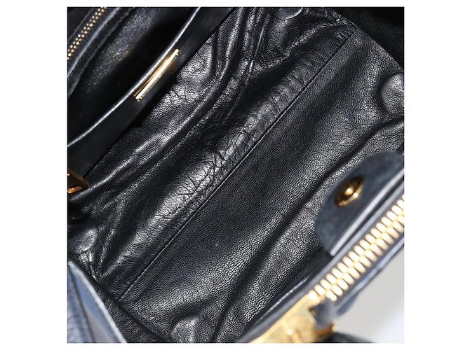 Borsa Miu Miu Biker Matelasse in Pelle 2way Navy Gold Auth 185462 D'oro Blu navy - vista 11