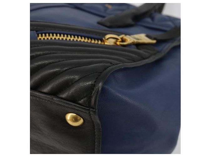 Borsa Miu Miu Biker Matelasse in Pelle 2way Navy Gold Auth 185462 D'oro Blu navy - vista 15