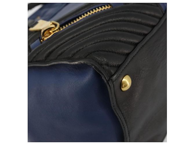 Borsa Miu Miu Biker Matelasse in Pelle 2way Navy Gold Auth 185462 D'oro Blu navy - vista 16