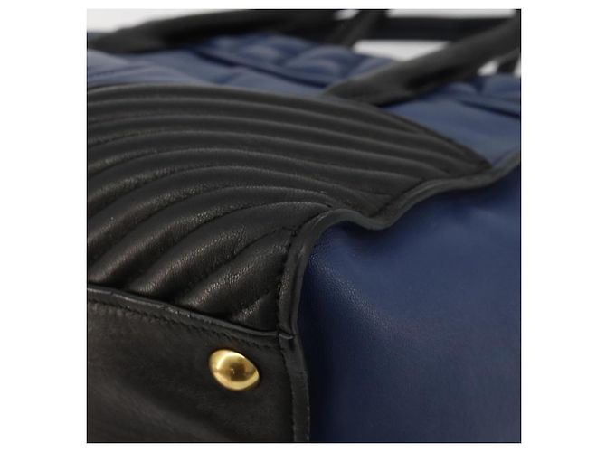 Borsa Miu Miu Biker Matelasse in Pelle 2way Navy Gold Auth 185462 D'oro Blu navy - vista 17