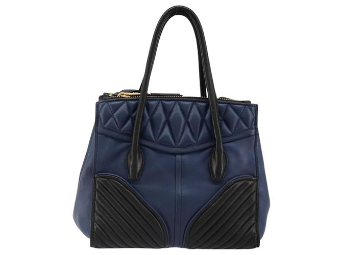 Borsa Miu Miu Biker Matelasse in Pelle 2way Navy Gold Auth 185462 D'oro Blu navy - vista 2
