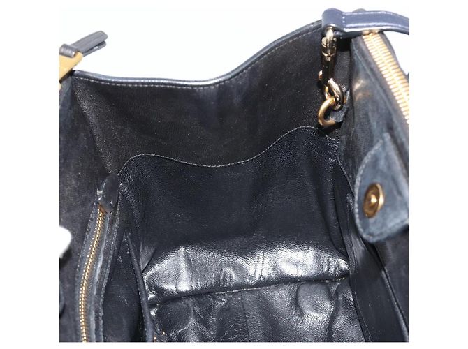 Borsa Miu Miu Biker Matelasse in Pelle 2way Navy Gold Auth 185462 D'oro Blu navy - vista 22