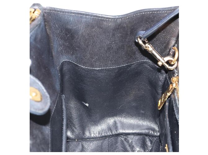 Borsa Miu Miu Biker Matelasse in Pelle 2way Navy Gold Auth 185462 D'oro Blu navy - vista 23