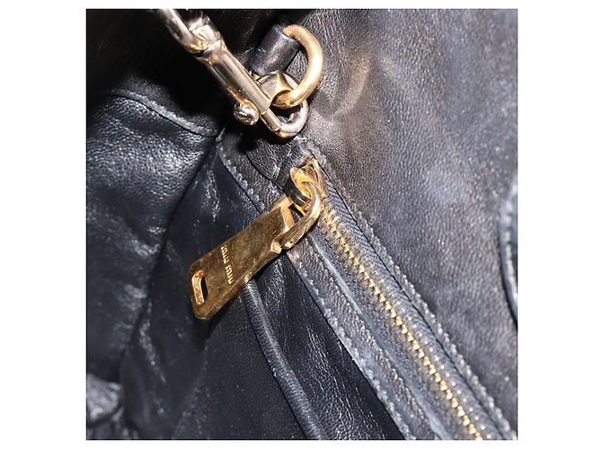 Borsa Miu Miu Biker Matelasse in Pelle 2way Navy Gold Auth 185462 D'oro Blu navy - vista 24
