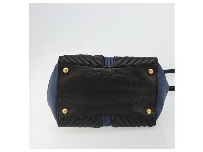 Borsa Miu Miu Biker Matelasse in Pelle 2way Navy Gold Auth 185462 D'oro Blu navy - vista 5