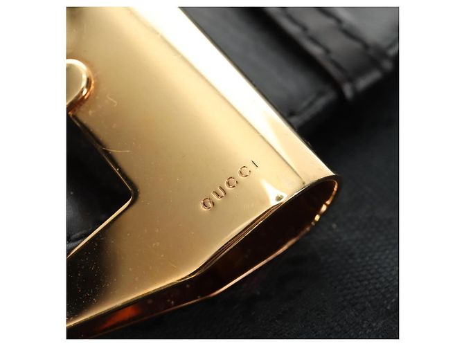 Borsa a Spalla GUCCI GG Canvas Nera Oro 189884 Auth 185693V Nero D'oro - vista 16