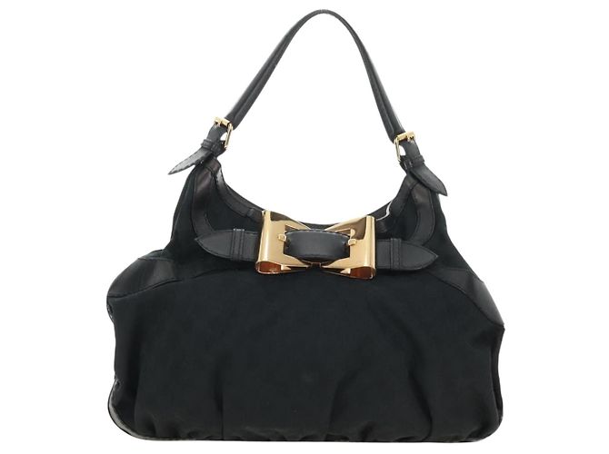 Borsa a Spalla GUCCI GG Canvas Nera Oro 189884 Auth 185693V Nero D'oro - vista 2