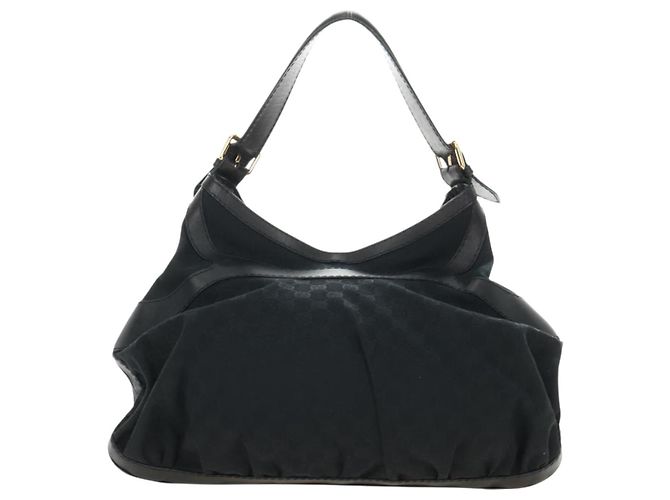 Borsa a Spalla GUCCI GG Canvas Nera Oro 189884 Auth 185693V Nero D'oro - vista 3
