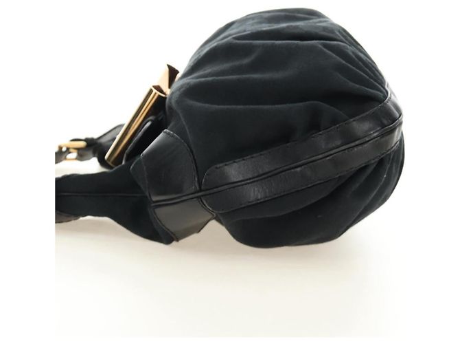 Borsa a Spalla GUCCI GG Canvas Nera Oro 189884 Auth 185693V Nero D'oro - vista 4