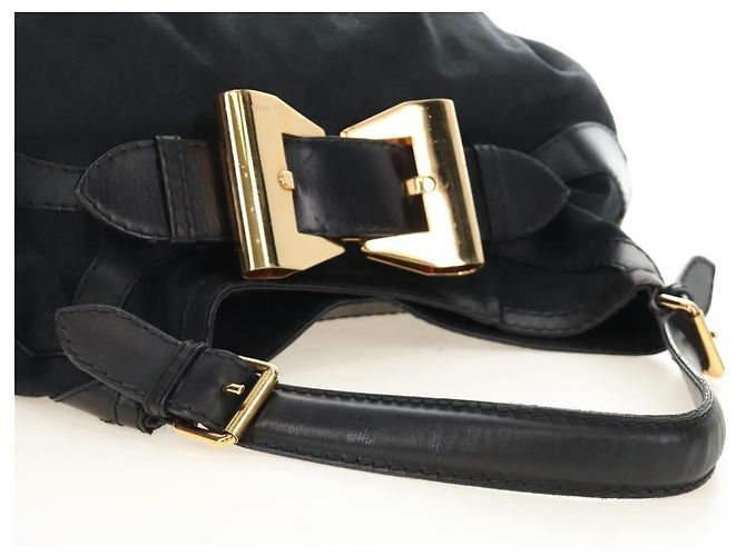 Borsa a Spalla GUCCI GG Canvas Nera Oro 189884 Auth 185693V Nero D'oro - vista 7