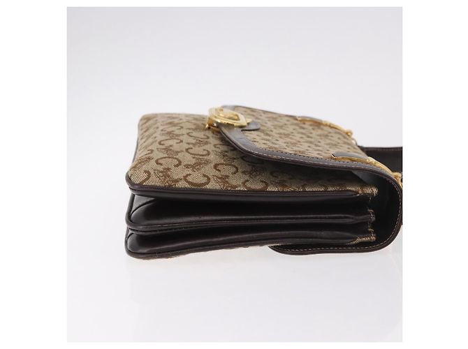 Céline Borsa a tracolla CELINE C Sulky Horse Carriage in tela Beige Gold Auth 185927A - vista 4