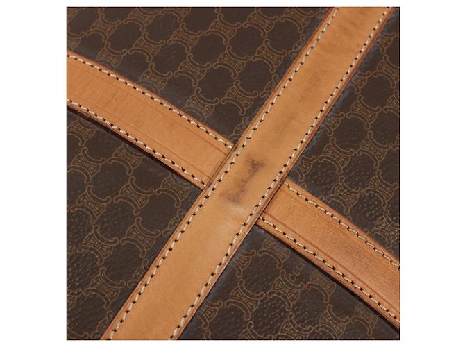 Céline Borsa Boston CELINE in tela Macadam e pelle PVC Marrone Oro Autentica 184535A D'oro - vista 14
