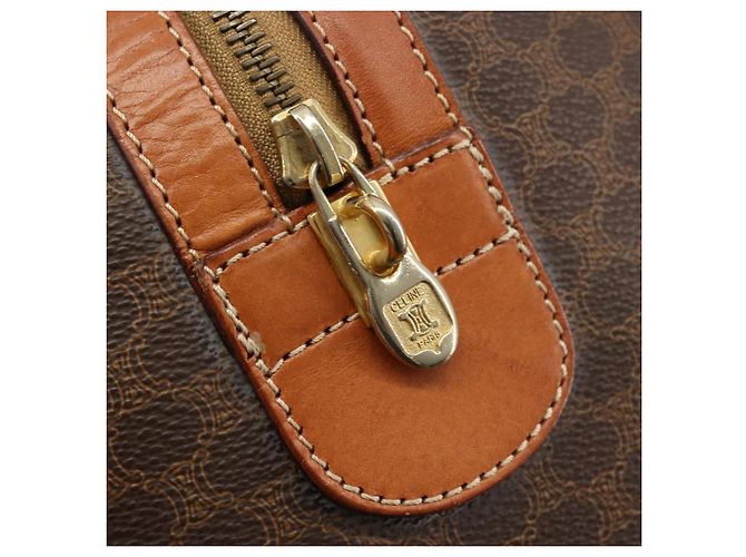 Céline Borsa Boston CELINE in tela Macadam e pelle PVC Marrone Oro Autentica 184535A D'oro - vista 17