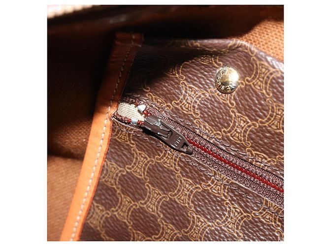 Céline Borsa Boston CELINE in tela Macadam e pelle PVC Marrone Oro Autentica 184535A D'oro - vista 21