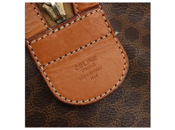 Céline Borsa Boston CELINE in tela Macadam e pelle PVC Marrone Oro Autentica 184535A D'oro - vista 23
