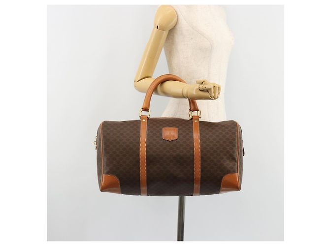 Céline Borsa Boston CELINE in tela Macadam e pelle PVC Marrone Oro Autentica 184535A D'oro - vista 24