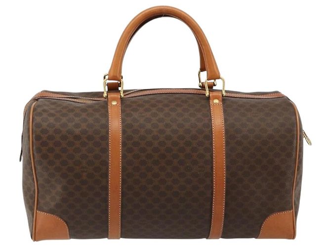 Céline Borsa Boston CELINE in tela Macadam e pelle PVC Marrone Oro Autentica 184535A D'oro - vista 3