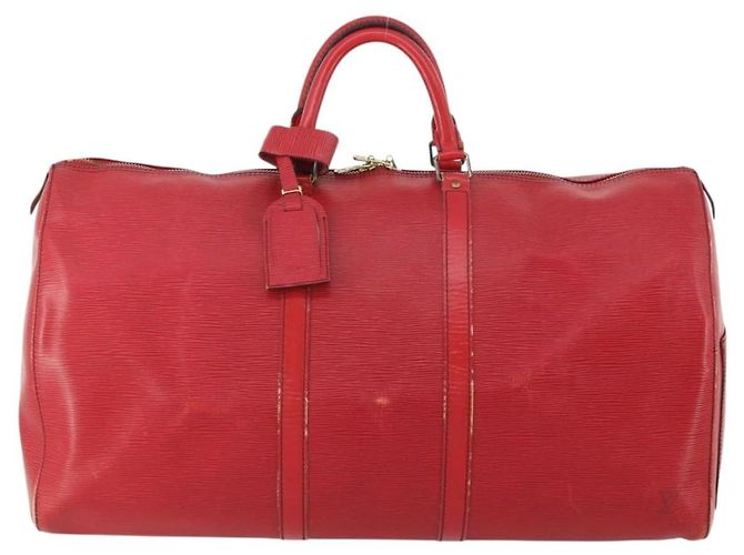 LOUIS VUITTON Epi Keepall 55 Boston Bag Rosso M42957 LV Auth 179665A - vista 13