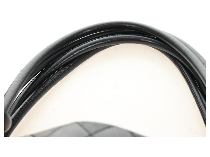 CHANEL Cambon Line Matelassé Tote Bag Leder Schwarz Silber CC Auth 185306V - Ansicht 8